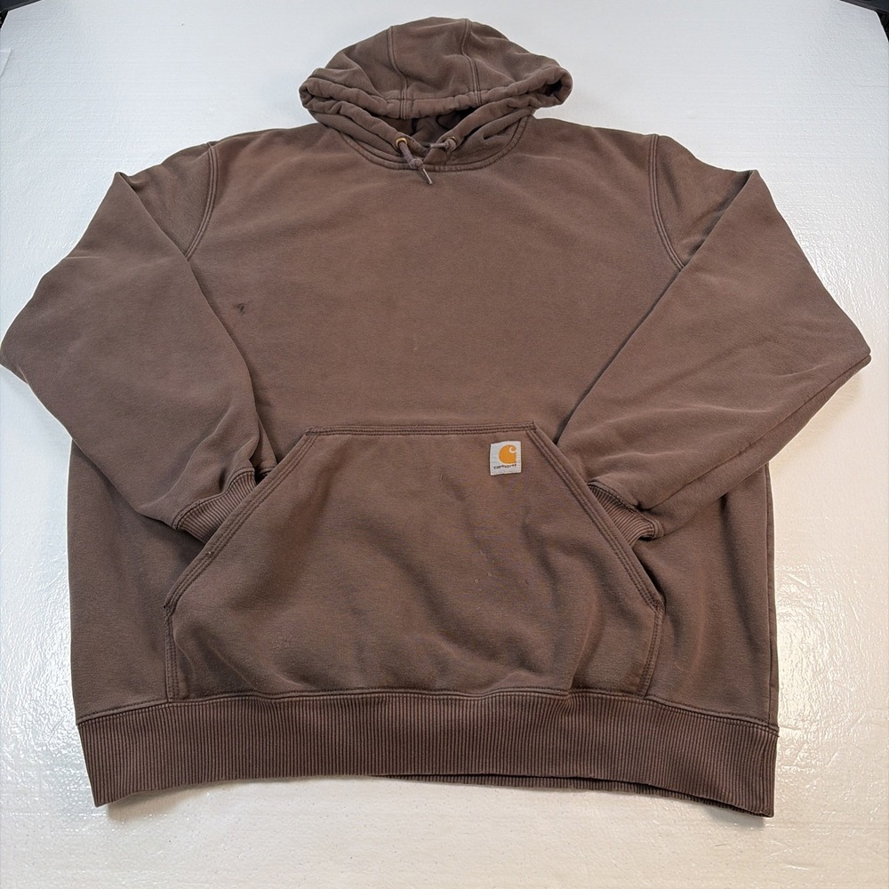 Carhartt Original Fit Sweatshirt Men's XL Tall Brown Hoodie Kangaroo Pouch